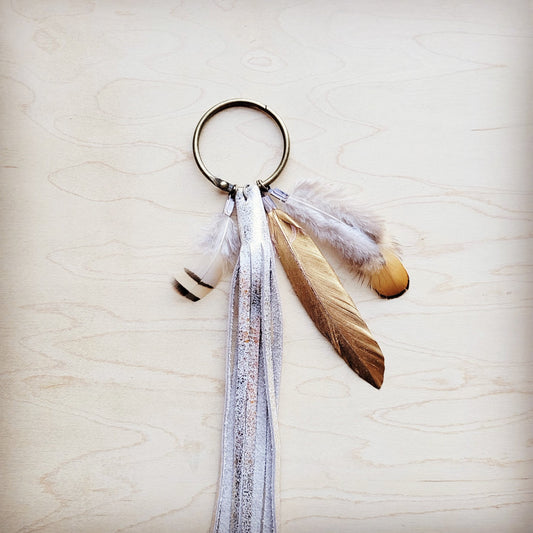 Boho Western Boot Bling Charm with Leather Fringe 500b