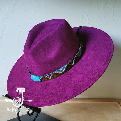 Boho Western Felt Hat w/ Choice of Hatband- Plum 990b