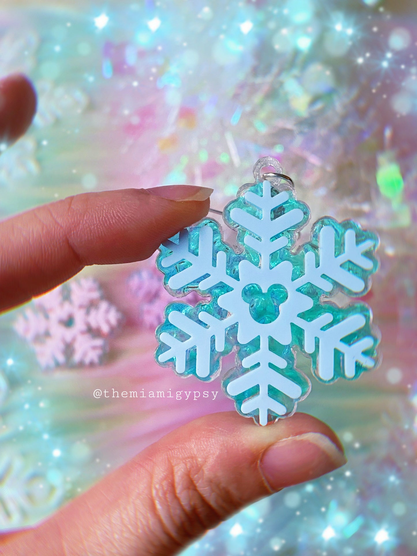 Mouse Snowflake Christmas Earrings