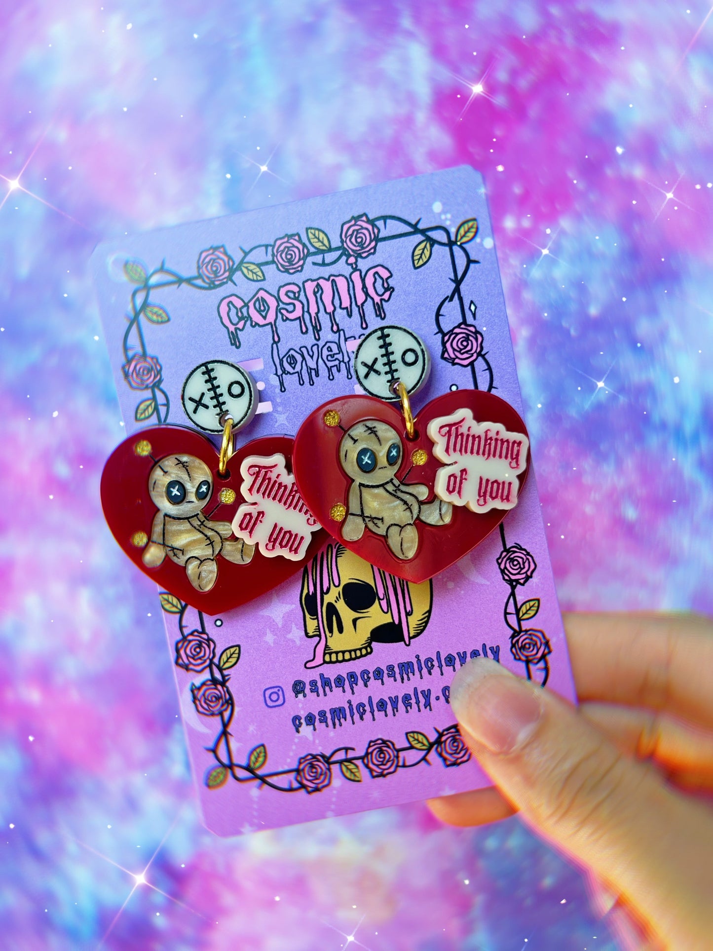 Voodoo Doll Heart Earrings