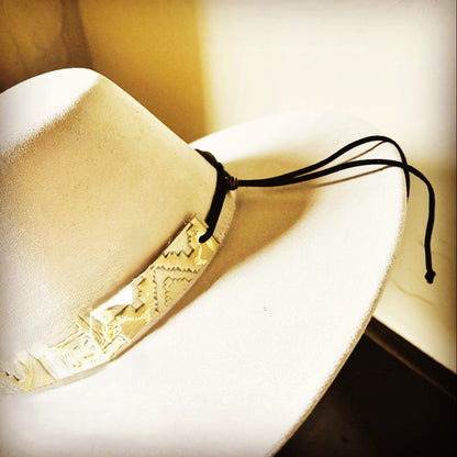 **Gold Aztec Embossed Leather Hat Band Only 951y