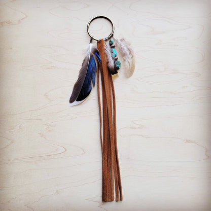 Boho Western Boot Bling Charm with Leather Fringe 500a