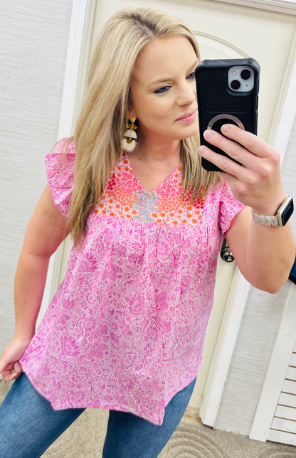 Pink Party Embroidery Blouse