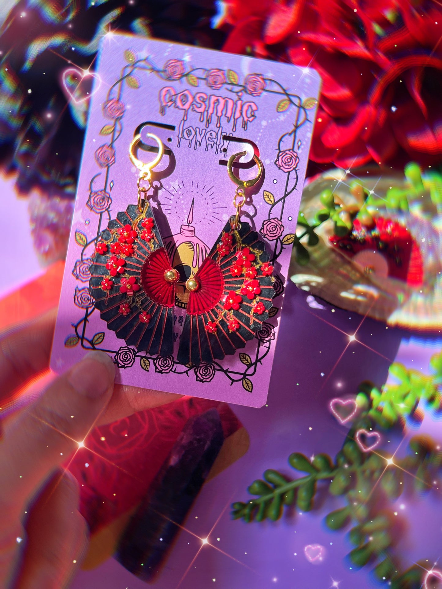 Halloween Folding Fan Earrings