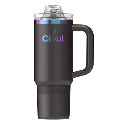 Cirkul 30oz Travel StrawSip Double-Wall Insulated Stainless Steel Tumbler with Handle, Azure Shimmer (Light Teal Sparkle)
