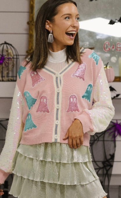 Glitter Ghost Pink Cardigan