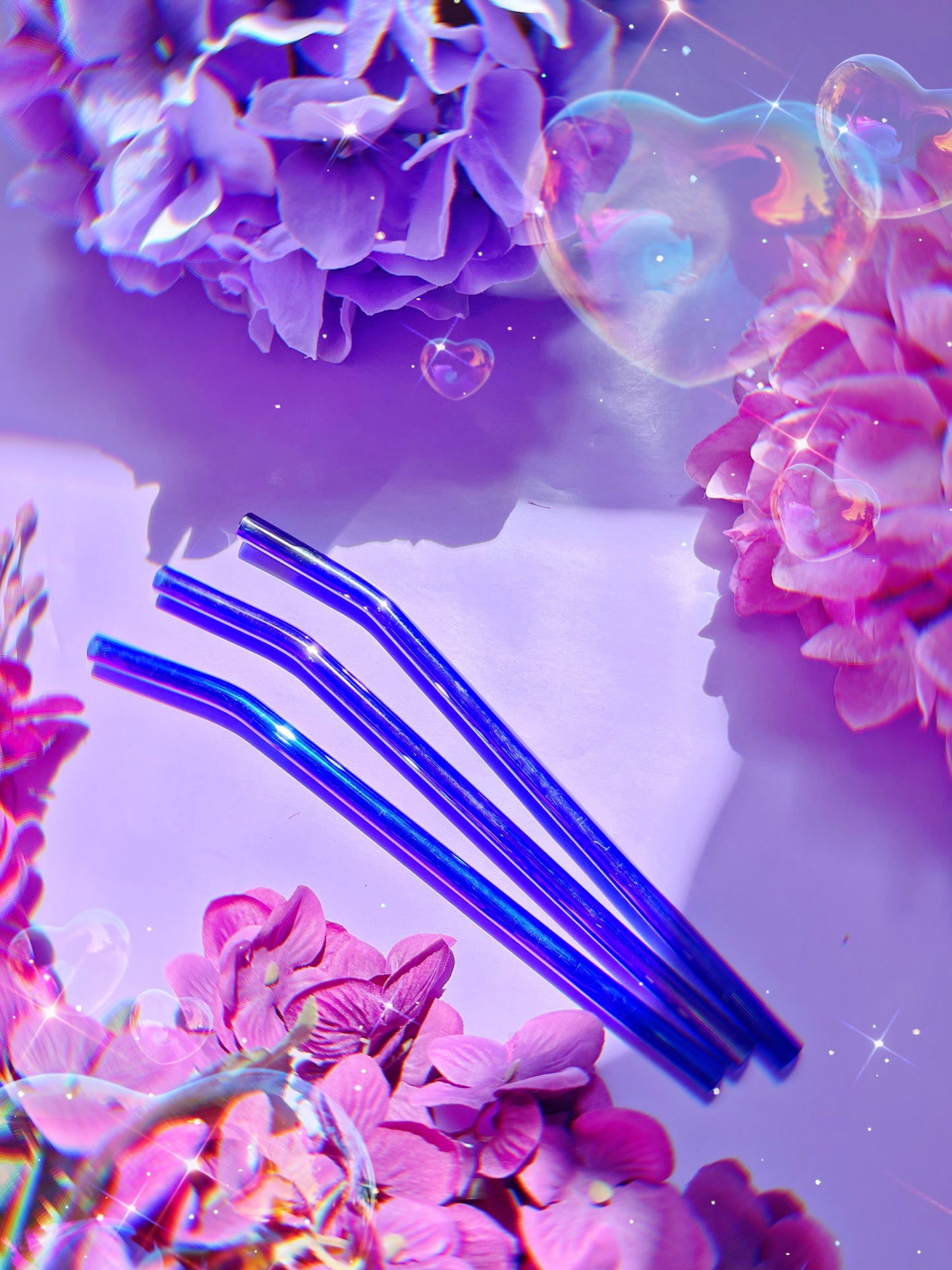 Blue IRIDESCENT Glass Straw UPGRADE