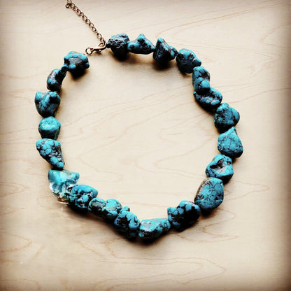 Chunky Blue Green Natural Turquoise Collar Length Necklace 255y