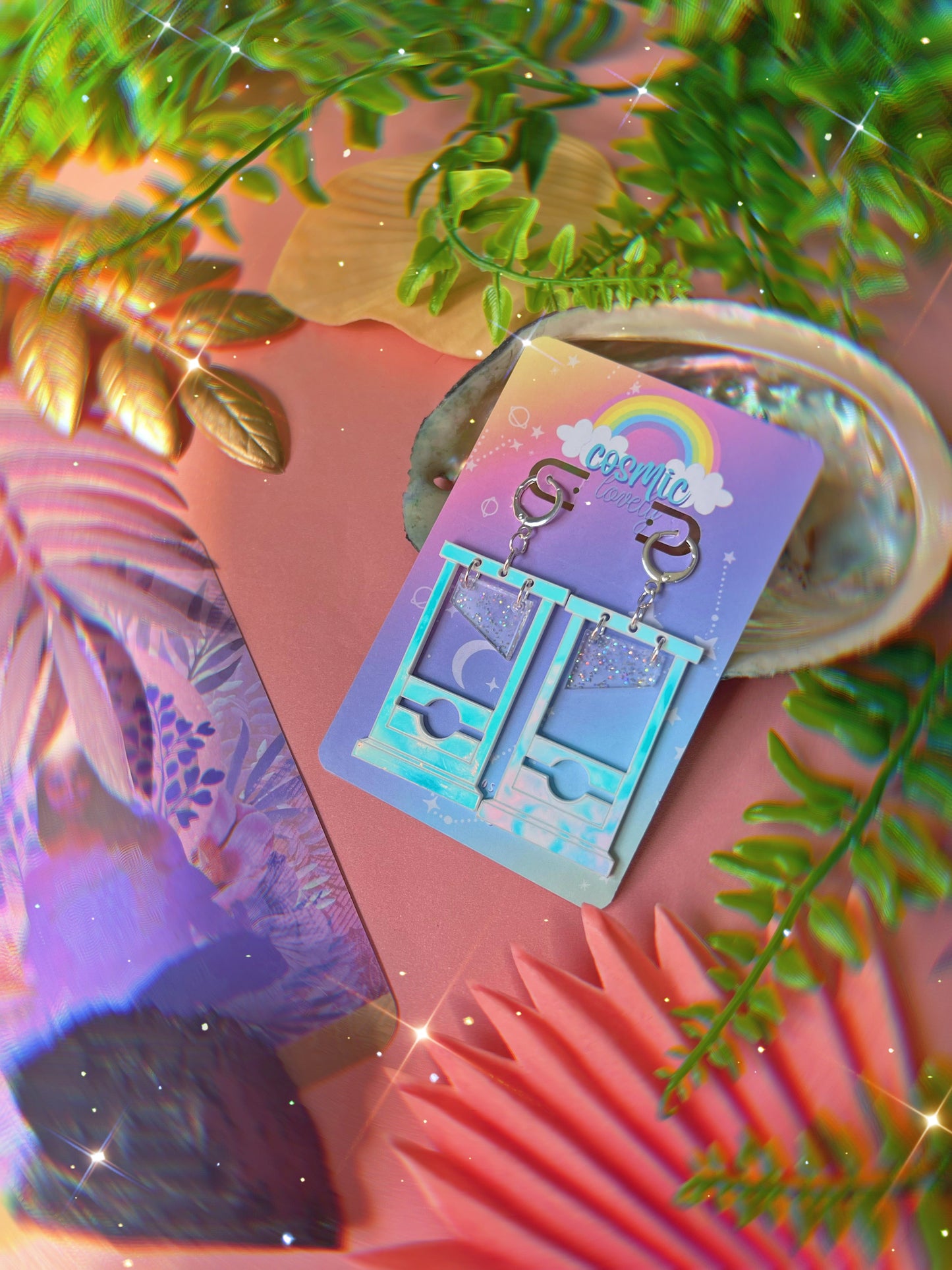 Iridescent Guillotine Earrings