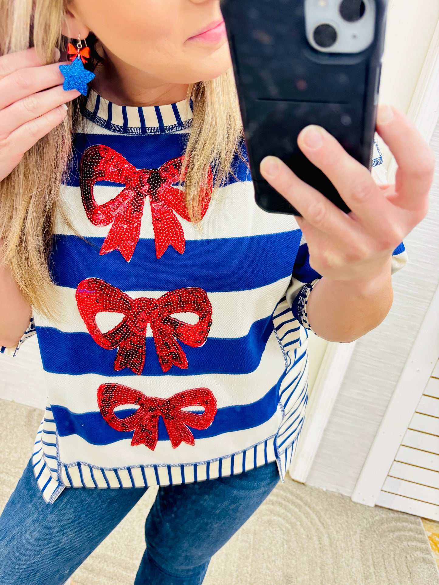 Blue Freedom Bows Top