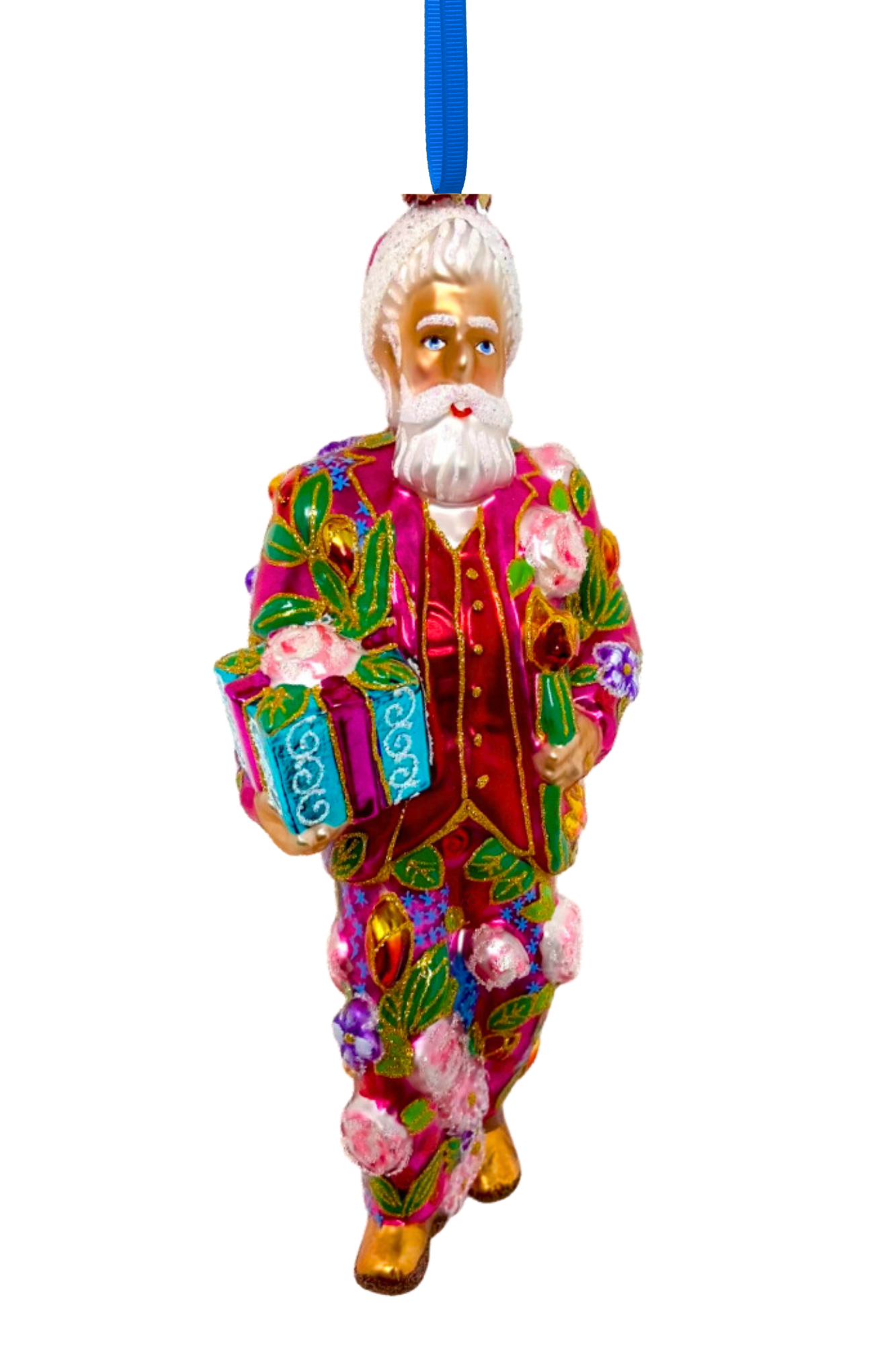 Floral Fetish Santa Polish Glass Ornament