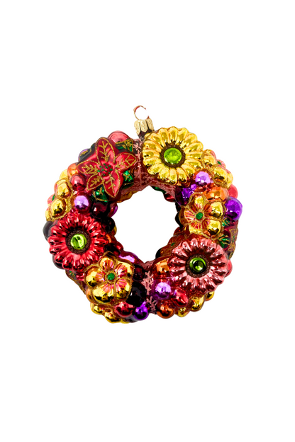 Floral Wreath Polish Glass Ornament