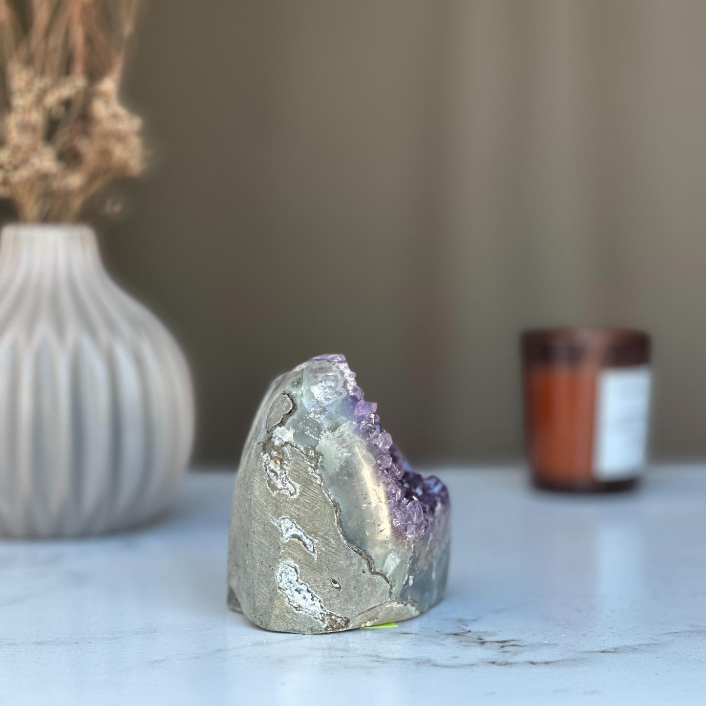 Strange specimen Amethyst geode, raw purple crystal cluster