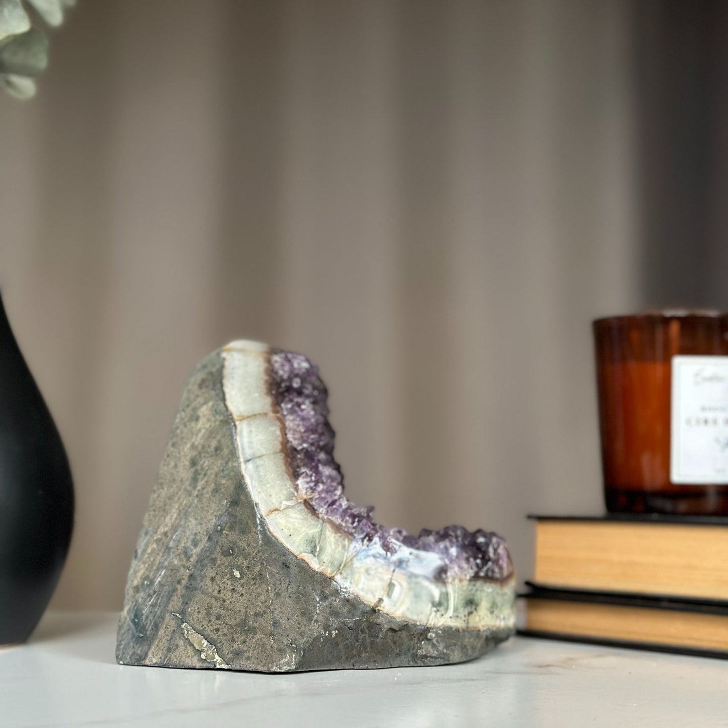 Amethyst cluster with incredible shine and huge crystals, Semi precious gemstones