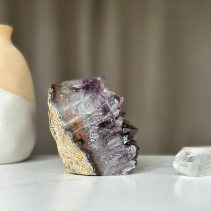 2 Lb Amethyst geode Unique raw crystal cluster, Deep Purple Project Amethyst crystal