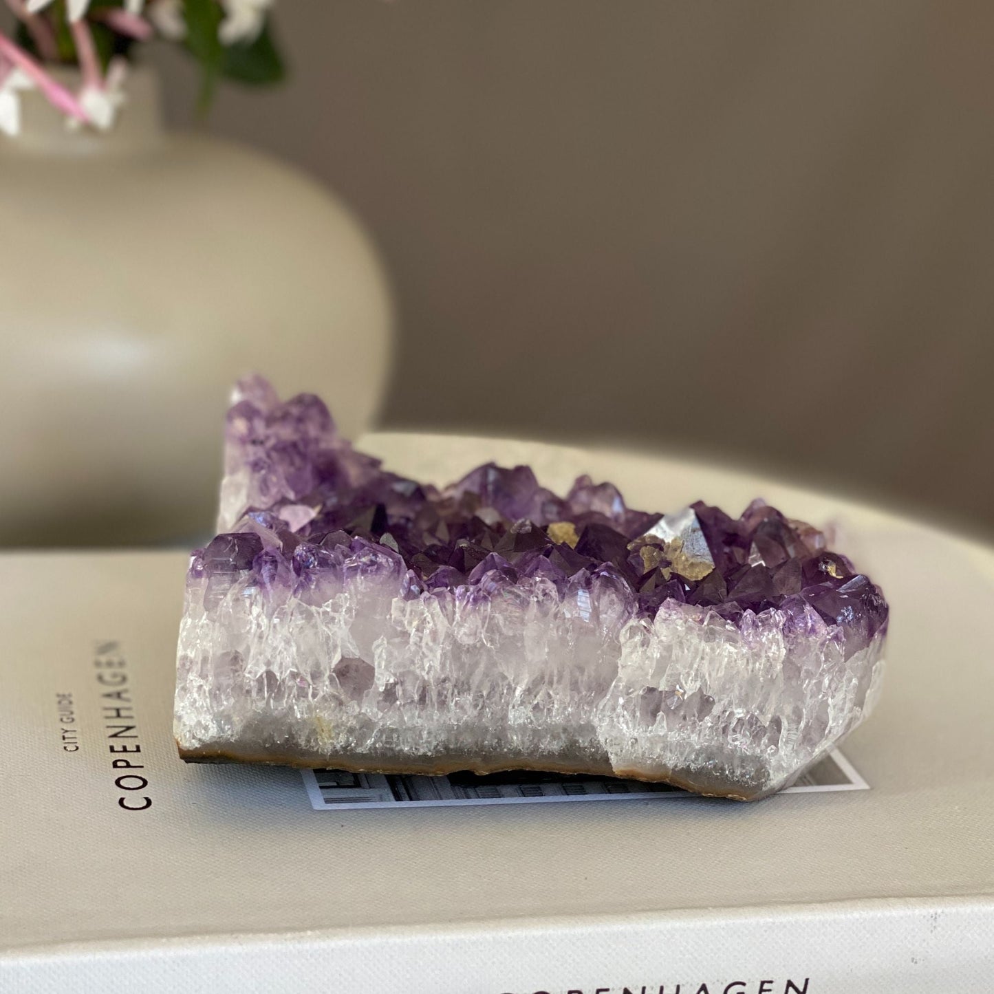 Deep Purple Flat Amethyst, large crystals cluster