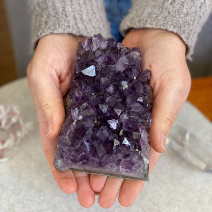 Amethyst and agate cluster for home decor, coffee table decoration