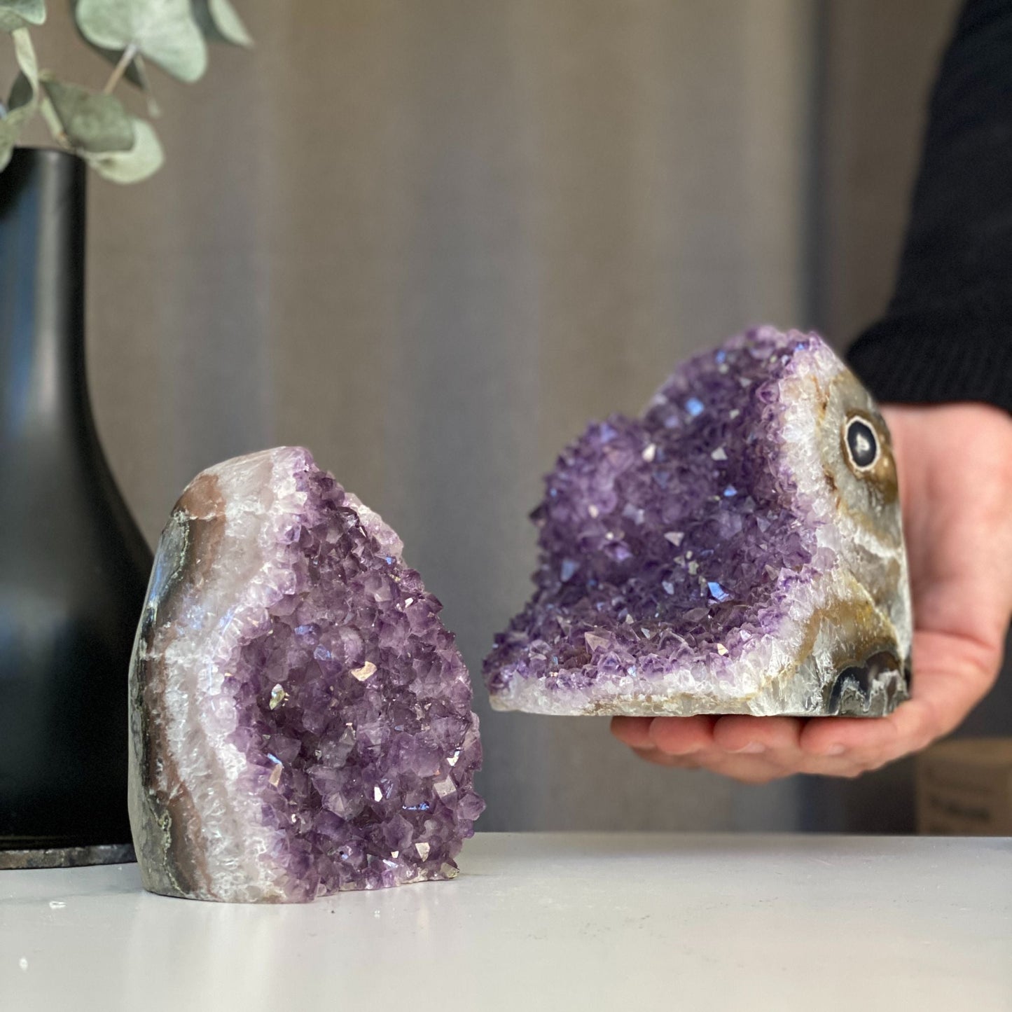 Set of 2 Huge Pieces Galaxy Amethyst Stone (4 Lb weight)