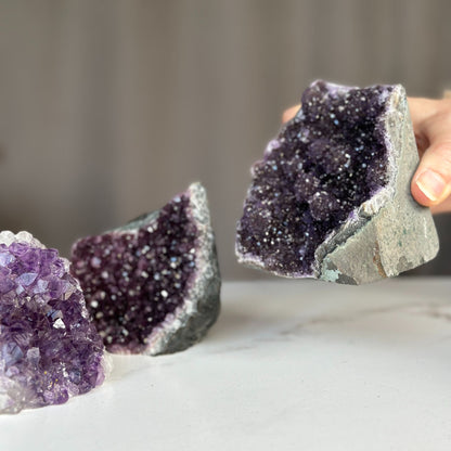 Medium Amethyst Cut Base Clusters, 3 pieces 3 Lbs approx