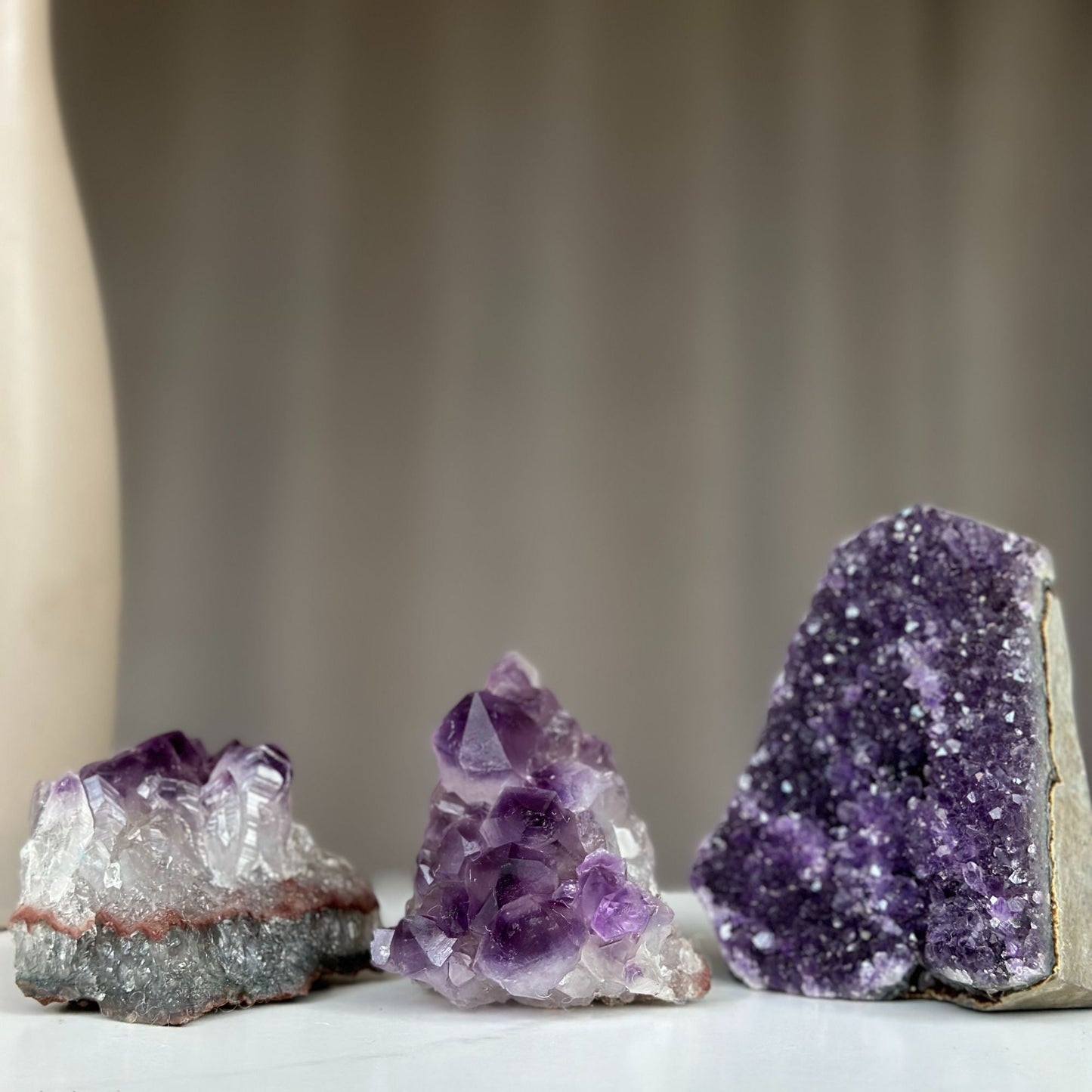 Amethyst geodes on sale, Druzes Crystals with Cut Base, 3 pieces 3 Lbs