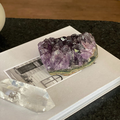 Raw flat amethyst cluster, deep purple crystal clusters from Uruguay, palm stone 1Lb weight, affordable gift for crystal lovers