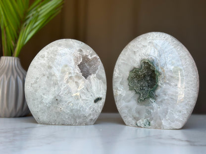 Stunning Amethyst Geode Cave SET (8 Lb), High Quality Amethyst Crystal Egg shaped for Home Decor