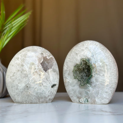 Stunning Amethyst Geode Cave SET (8 Lb), High Quality Amethyst Crystal Egg shaped for Home Decor