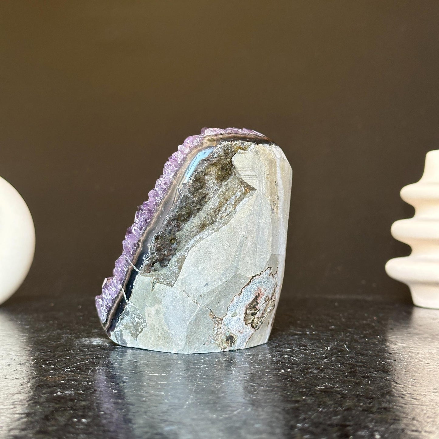 Deep Purple Amethyst cathedral geode, Unique raw crystal cluster, self stand