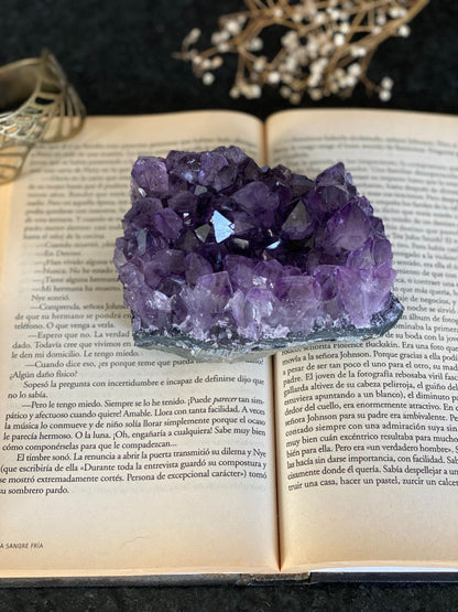 Flat Amethyst raw purple crystal cluster