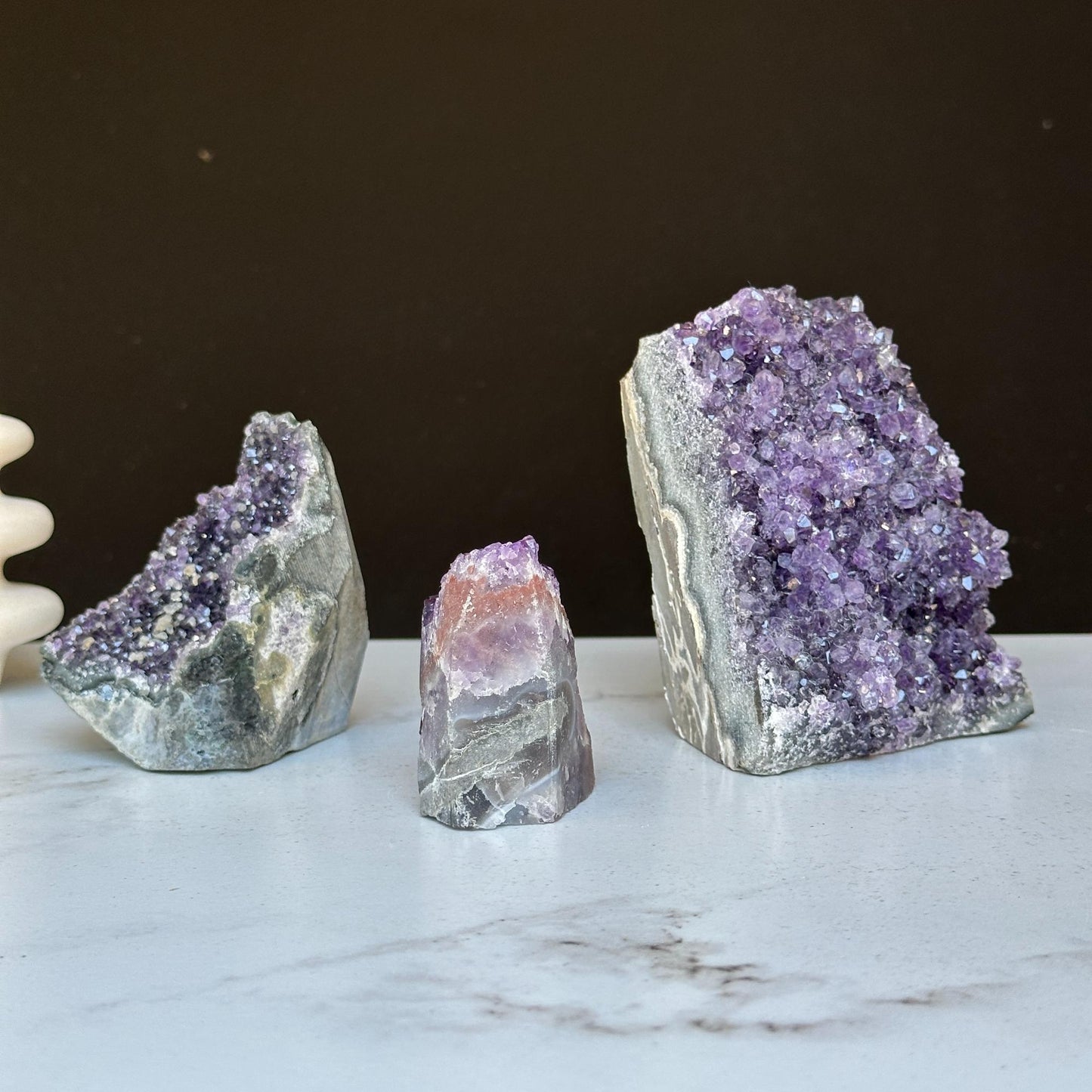 Amethyst Geode Crystals SET with 3 pieces, Natural Amethysts from Uruguay