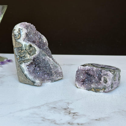 Stunning Amethyst Clusters with Agate Formation, 2 pieces 3 Lbs