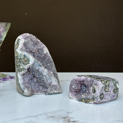 Stunning Amethyst Clusters with Agate Formation, 2 pieces 3 Lbs