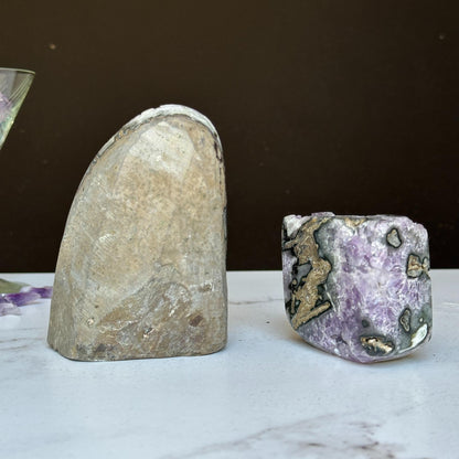 Stunning Amethyst Clusters with Agate Formation, 2 pieces 3 Lbs