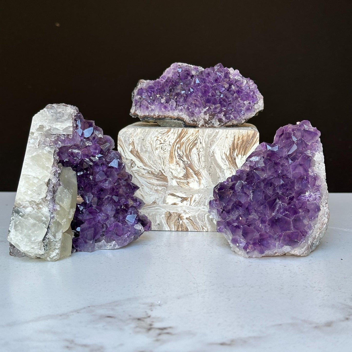 Medium Amethyst Cut Base Clusters, 3 pieces 3 Lbs approx