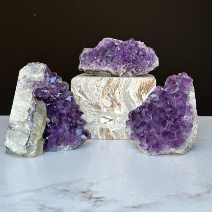 Medium Amethyst Cut Base Clusters, 3 pieces 3 Lbs approx