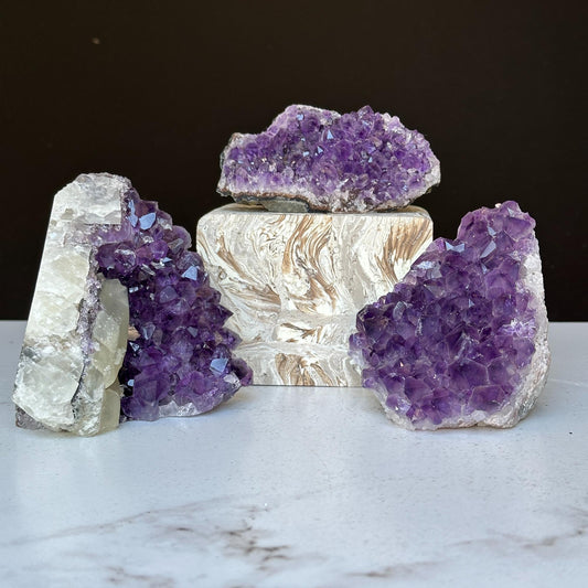 Medium Amethyst Cut Base Clusters, 3 pieces 3 Lbs approx