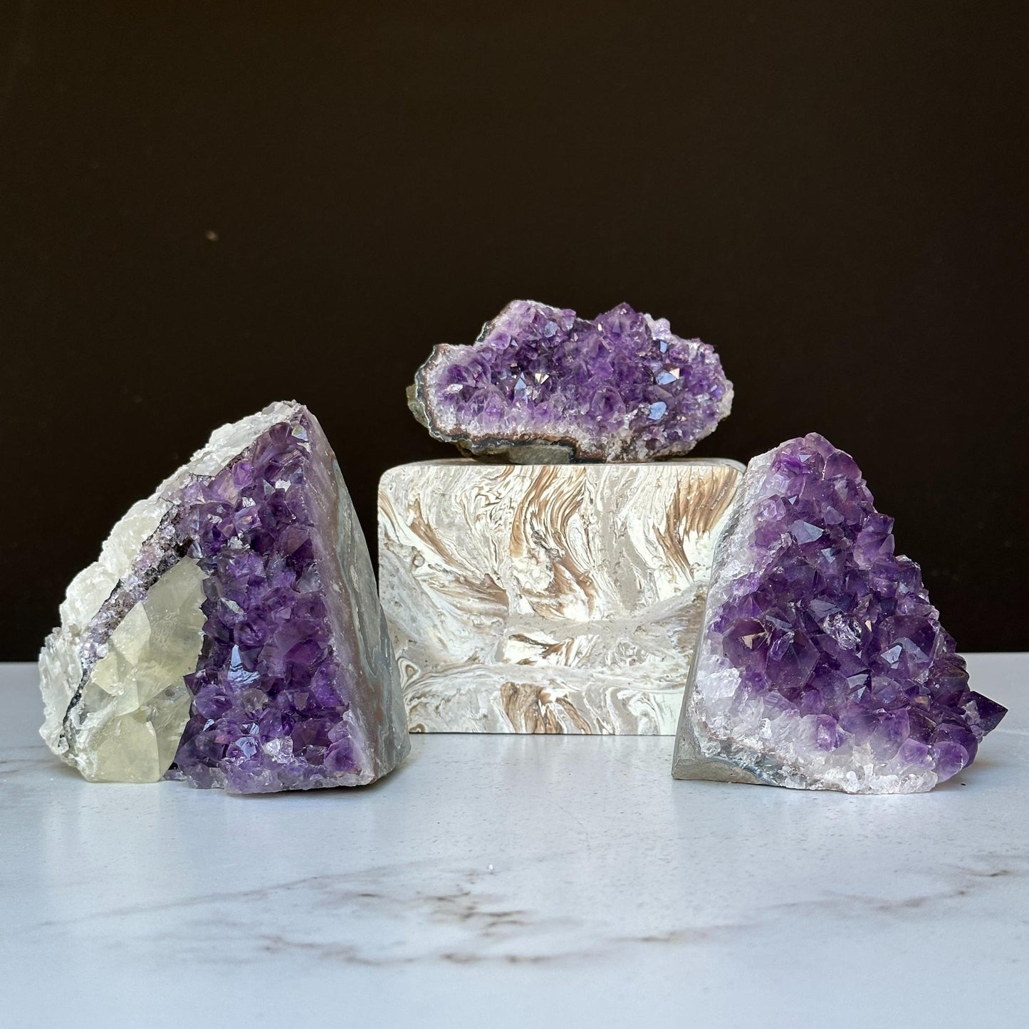 Medium Amethyst Cut Base Clusters, 3 pieces 3 Lbs approx