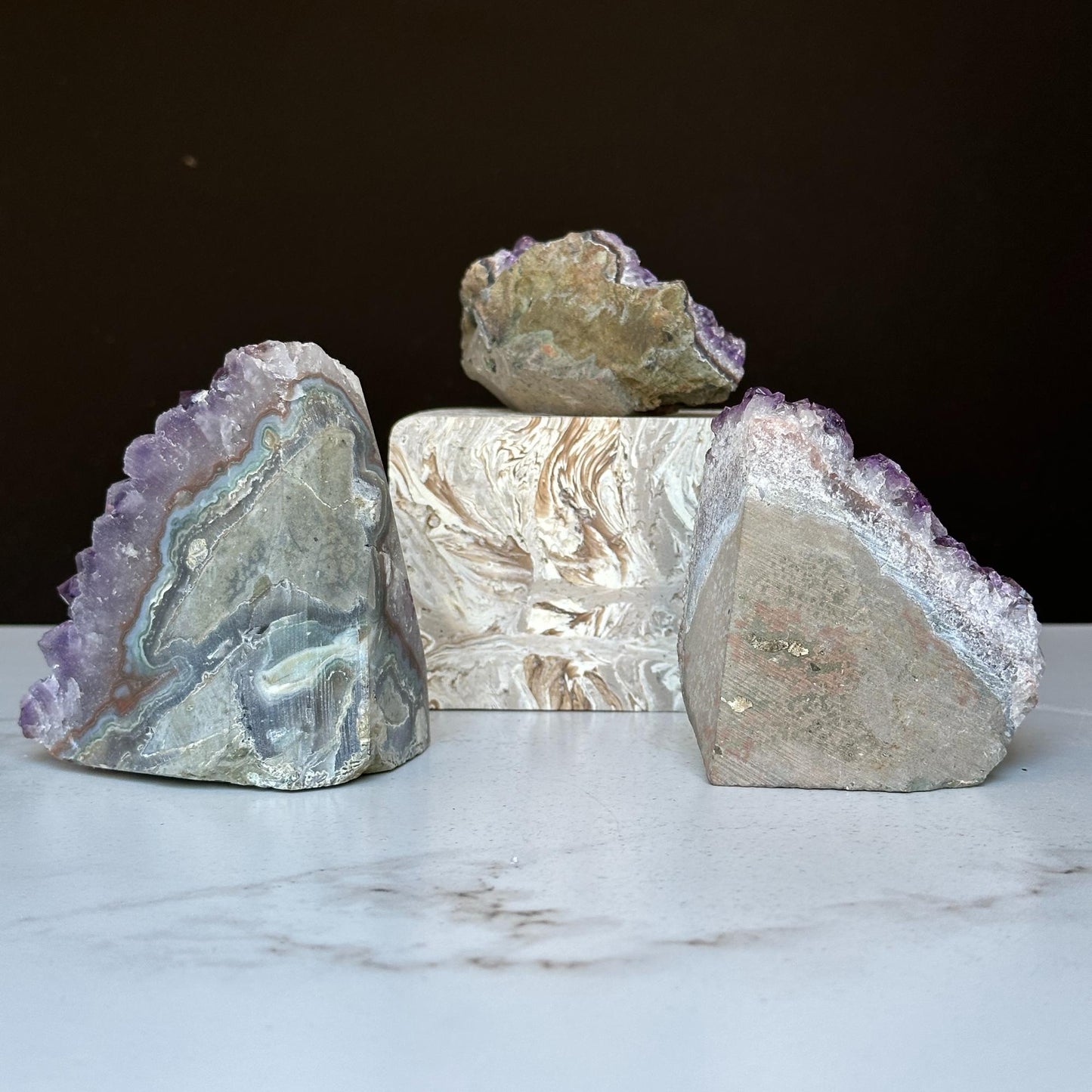 Medium Amethyst Cut Base Clusters, 3 pieces 3 Lbs approx