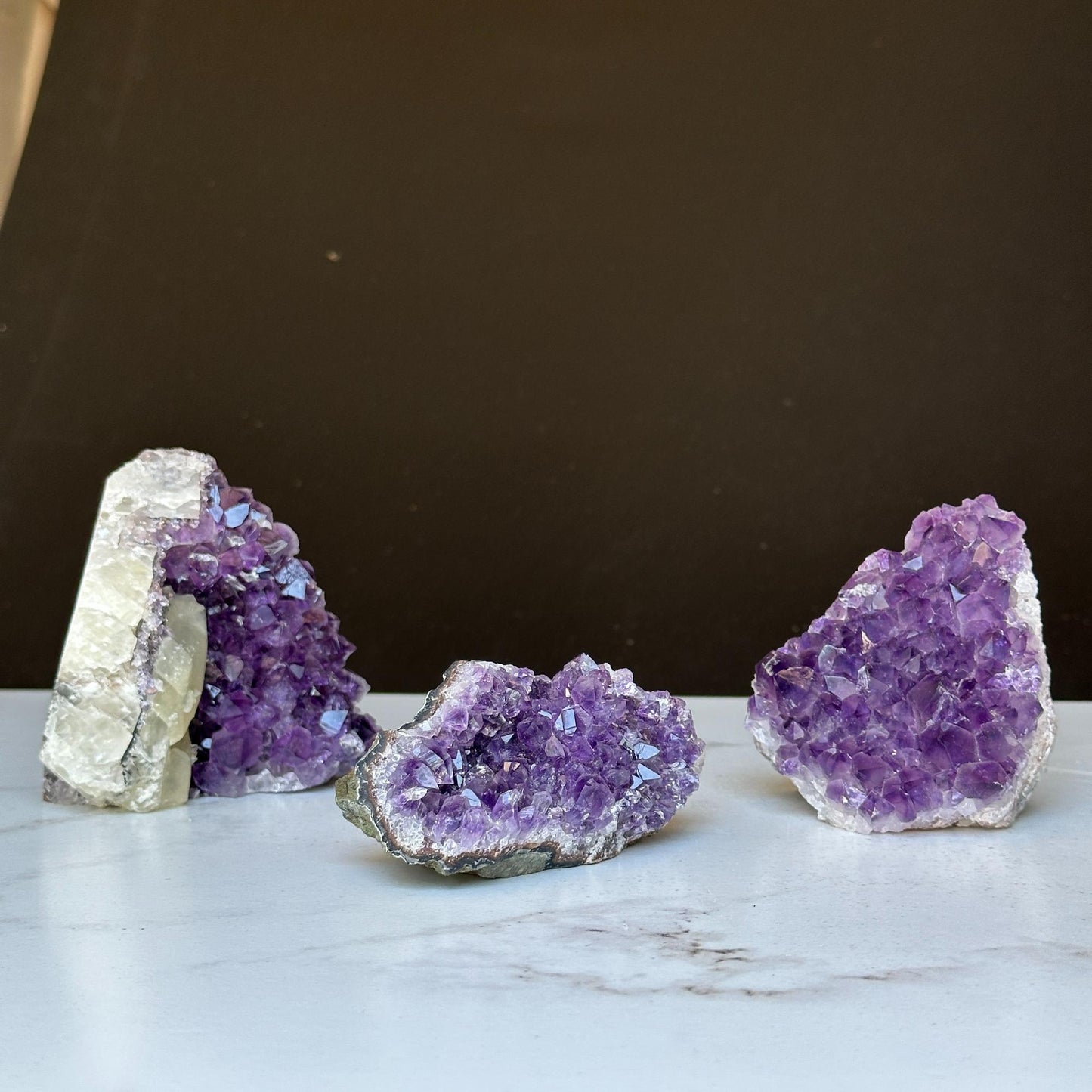 Medium Amethyst Cut Base Clusters, 3 pieces 3 Lbs approx
