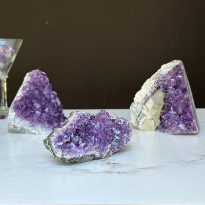 Medium Amethyst Cut Base Clusters, 3 pieces 3 Lbs approx