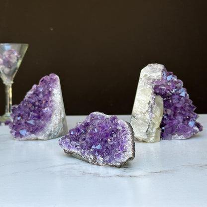 Medium Amethyst Cut Base Clusters, 3 pieces 3 Lbs approx