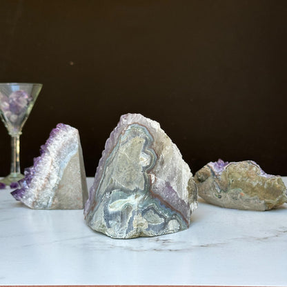 Medium Amethyst Cut Base Clusters, 3 pieces 3 Lbs approx