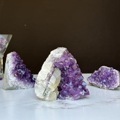 Medium Amethyst Cut Base Clusters, 3 pieces 3 Lbs approx
