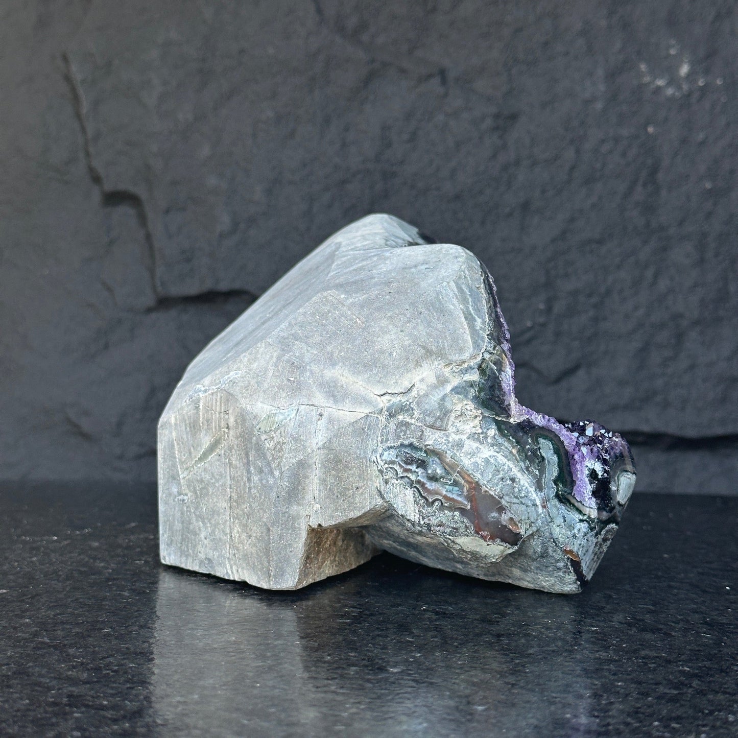 Large Amethyst Geode Cave with Agate edges, Unique Home Decor Crystal, High Quality Quartz, Crystal centerpiece