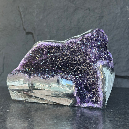 Large Amethyst Geode Cave with Agate edges, Unique Home Decor Crystal, High Quality Quartz, Crystal centerpiece