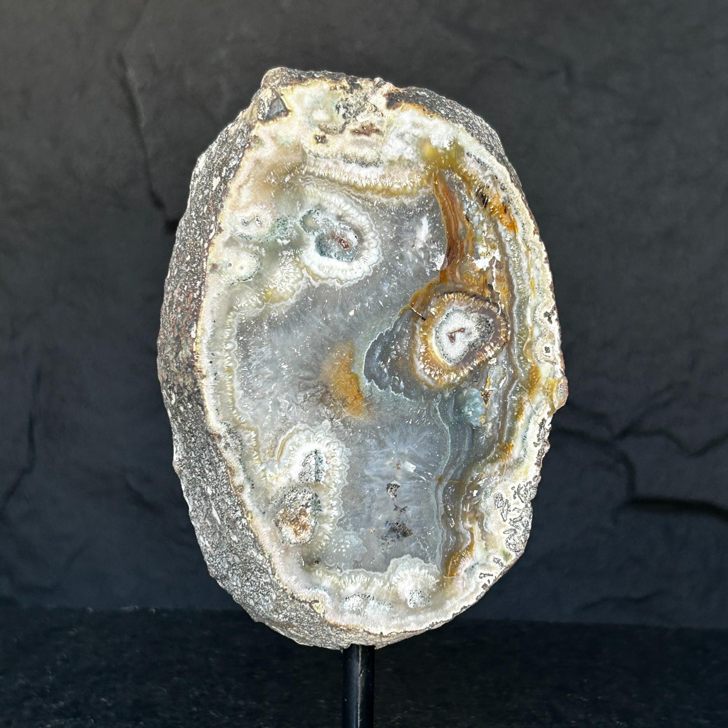 Agate and Jasper Slice with metallic base included, Large Brown Agate Geode, 100% Natural Colors