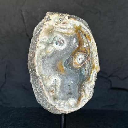 Agate and Jasper Slice with metallic base included, Large Brown Agate Geode, 100% Natural Colors