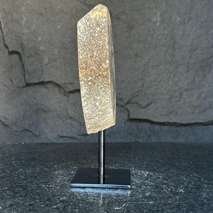 Agate and Jasper Slice with metallic base included, Large Brown Agate Geode, 100% Natural Colors