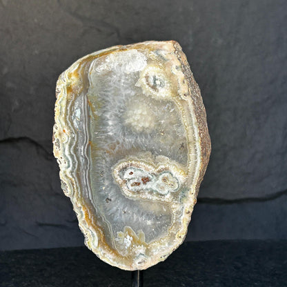 Agate and Jasper Slice with metallic base included, Large Brown Agate Geode, 100% Natural Colors