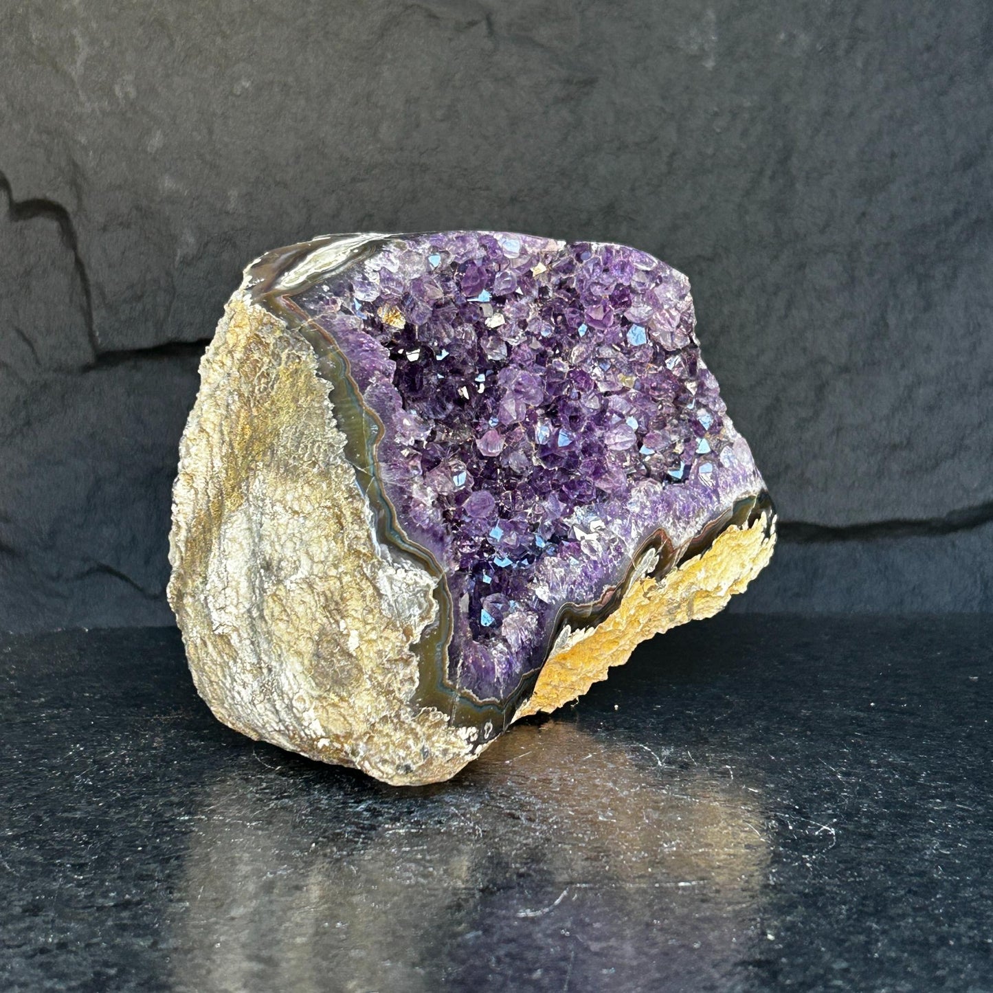 Amethyst Centerpiece Cave Geode with Agate Formations, Toptable Home Decor Crystal, High Quality Quartz Cluster from Uruguay